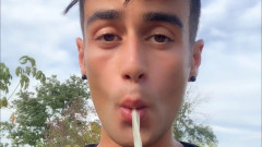 Eating cum of black straight friend's used condom I found after his fuck | Download from Files Monster