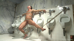 College jock gets a crash course in edging while bound to the urinals | Download from Files Monster