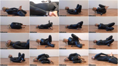 Adrienne hogtied in catsuit and tight posture collar | Download from Files Monster