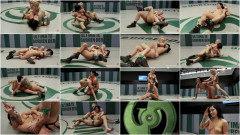 Sexy blond with huge tits, destroys tiny porn star, makes her submit | Download from Files Monster