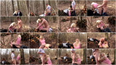 Tattooed German blonde enjoys eating warm cum in the middle of the woods | Download from Files Monster