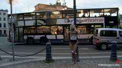 Euro beauty gets tied to a park bench, fucked where everyone