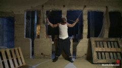 Captured dock worker gets jacked up by two perverts