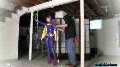 Batgirl Spreadeagle in the Dungeon Lair