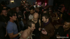 Horny men attack a hot pole dancer at a local strip joint