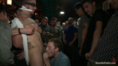 Naked ripped stud gets humiliated and used in a crowded public bar