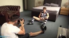 Bentleyrace - Brad cant contain the bulge in his sports shorts