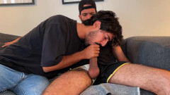 Hairy Hunk Milo Dominates as Lucas Takes Two Thick Cocks 720p