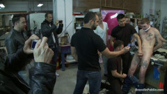 Straight stud's butthole gets  by the Gay Mafia in the paint shop.