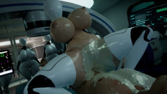 Big breasted sperm taking machine