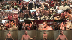 Publicly humiliated, asshole zapped, and covered in strangers' cum | Download from Files Monster