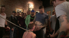 Bound whore gang fucked like an animal in a packed bar | Download from Files Monster